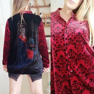 Look East Geisha Button Down Velvet Top